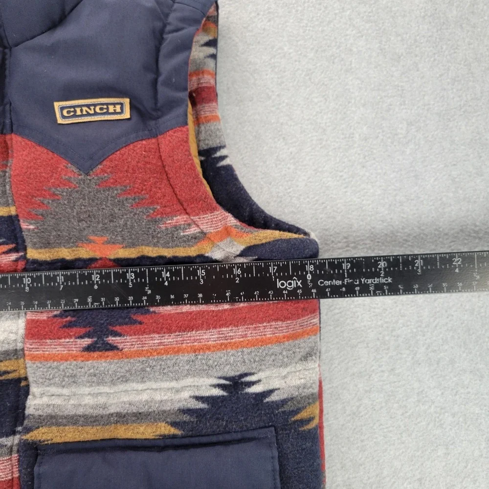 Cinch Boys Southwestern Puffer Vest Red‎ Navy Geometric MWV5090001 Size L 12